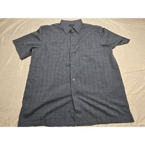 George Mens Blue Grid Short Sleeve Button Up Casual Shirt, Size XL